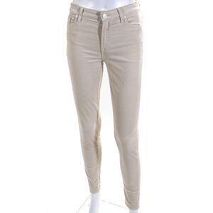 7 For All Mankind Women's Denim Velvet High Waist Skinny Leg Jeans Beige Size 26
